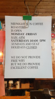 Midnight Sun Coffee Roasters menu