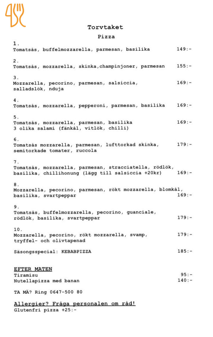 Torvtaket Meny