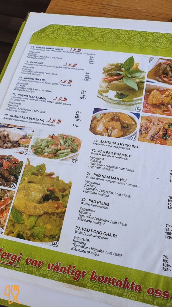 Thai Restaurang Mhenam Meny