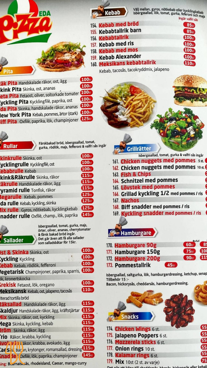 Eda Pizza Meny