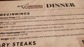 Longhorn Steakhouse menu