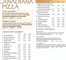 Deep Cove Pizza menu