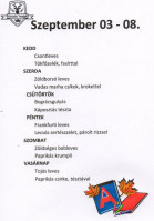 Kisvadász Vendéglő menu