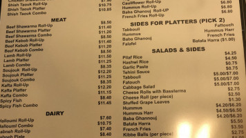 Shawarma Falafel menu