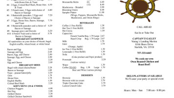 Morningstar Marinas menu