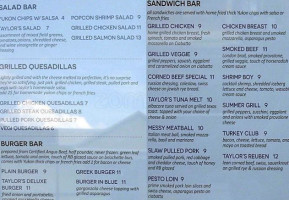 Taylor's menu