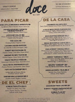 Doce Provisions menu