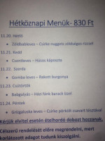 Kagyló Büfé Söröző menu