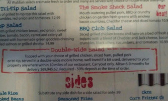 Wubba's Bbq Catering menu