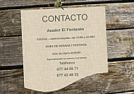 Asador El Fontanes menu