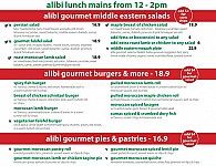 Ben's Alibi menu