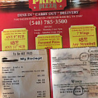 Primo Pizza menu