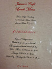 Javier's Cafe menu