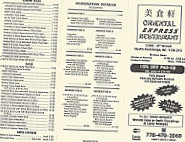 Oriental Express menu