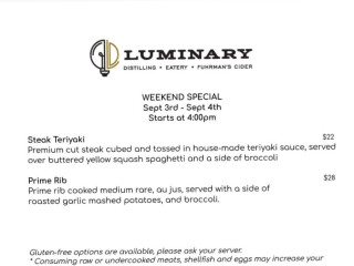 Luminary Distilling, Fuhrman's Cider, Eatery