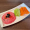 Beetroot Hummus With Carrot Sticks Cucumber