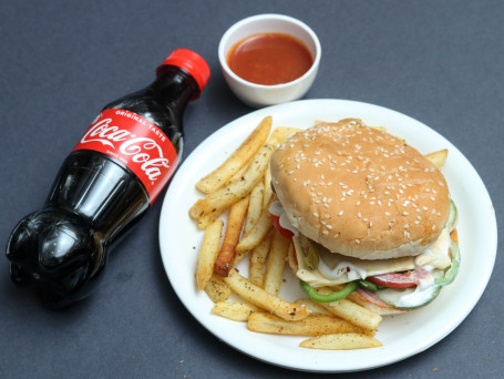 Crispy Veg Patty Burger Fries Coke (300Ml)