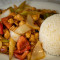 Kung Po Diced Chicken With Peanuts In Chili Sauce On Rice