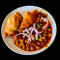 Chole Samosa (Chickpeas And Samosas) And Drink