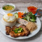 Broken Rice With Shredded Pork, Pork Chop, Steamed Pork Loaf And Fried Egg