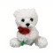 Mini White Teddy Bear With Little Rose