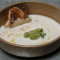 Ajo Blanco Cold Soup, Vegetable Tarama With White Aubergine And Bread Crisps